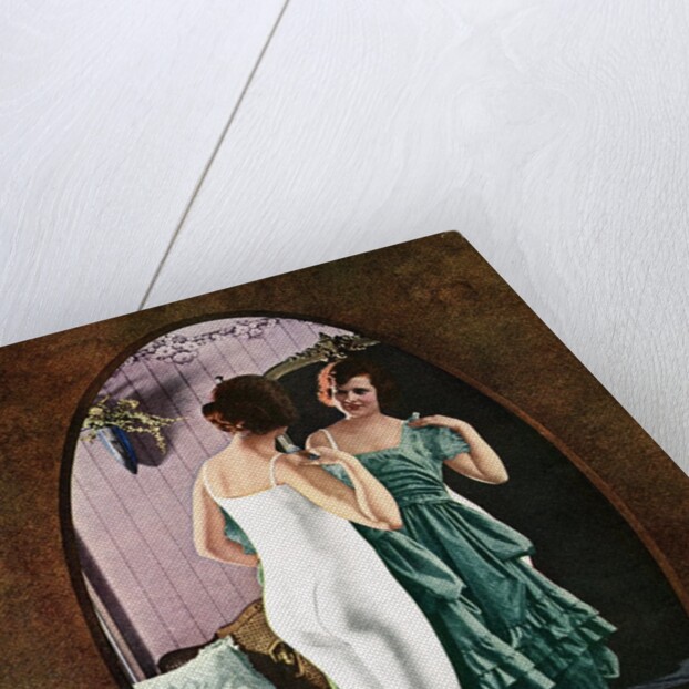 Woman in Union Suit Looking in Mirror by Anonymous