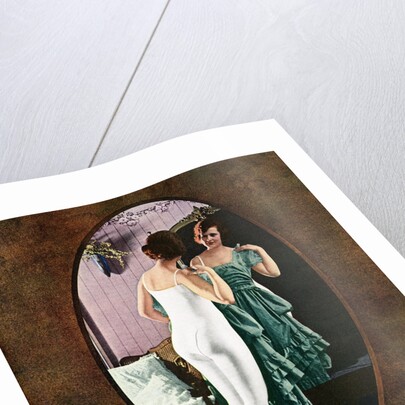 Woman in Union Suit Looking in Mirror by Anonymous