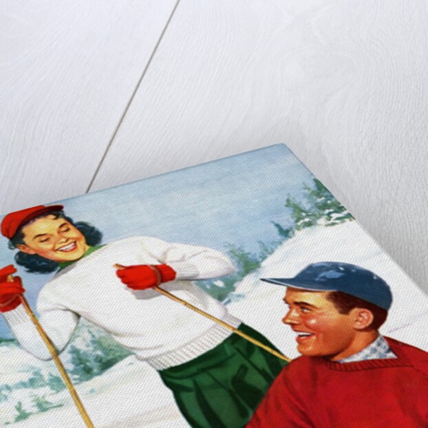 Happy Young Skiers Playing on the Slopes by Anonymous