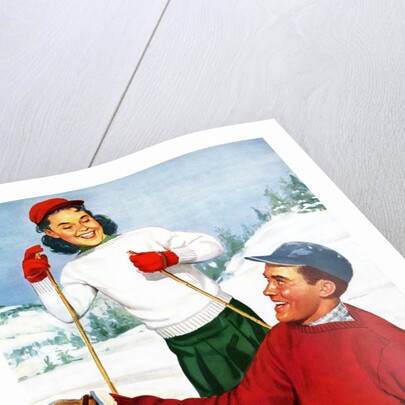 Happy Young Skiers Playing on the Slopes by Anonymous
