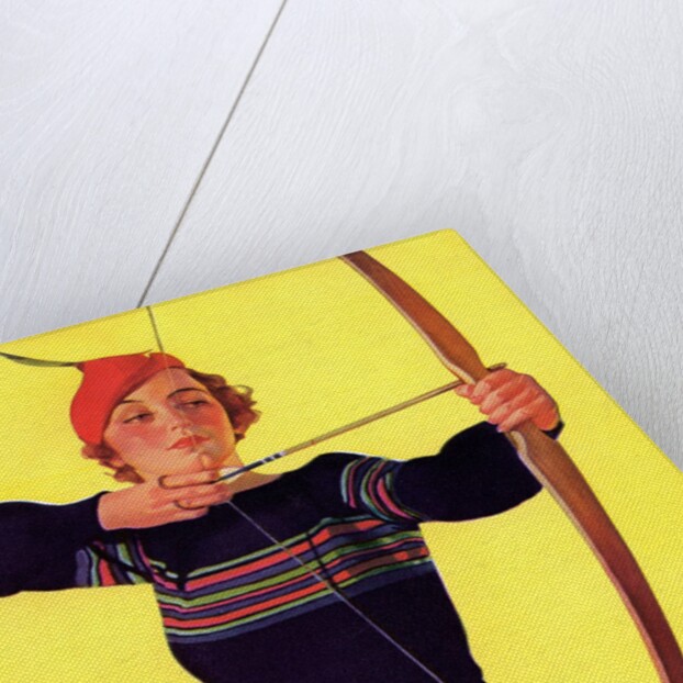 Woman Archer Takes Aim with Her Bow and Arrow by Anonymous
