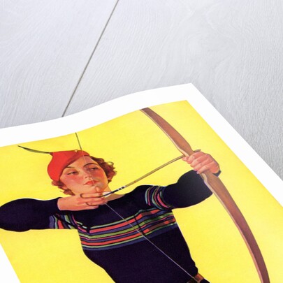 Woman Archer Takes Aim with Her Bow and Arrow by Anonymous