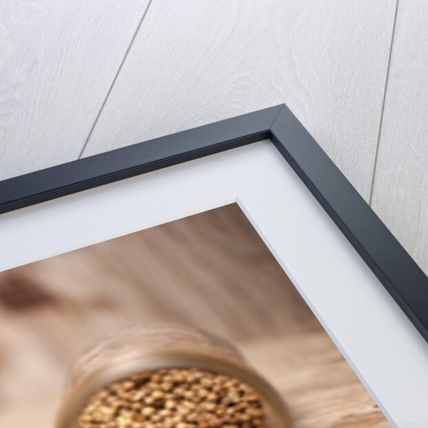 Black, red, and white pepper corns in rustic mason jars by Anonymous