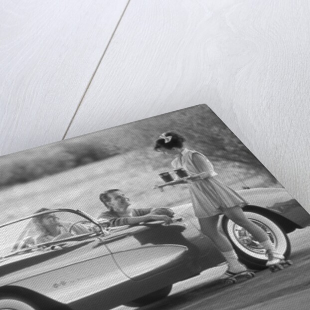 1980s 1990s Carhop on roller skates by Anonymous