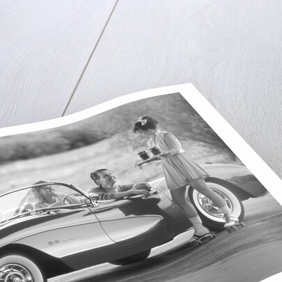 1980s 1990s Carhop on roller skates by Anonymous