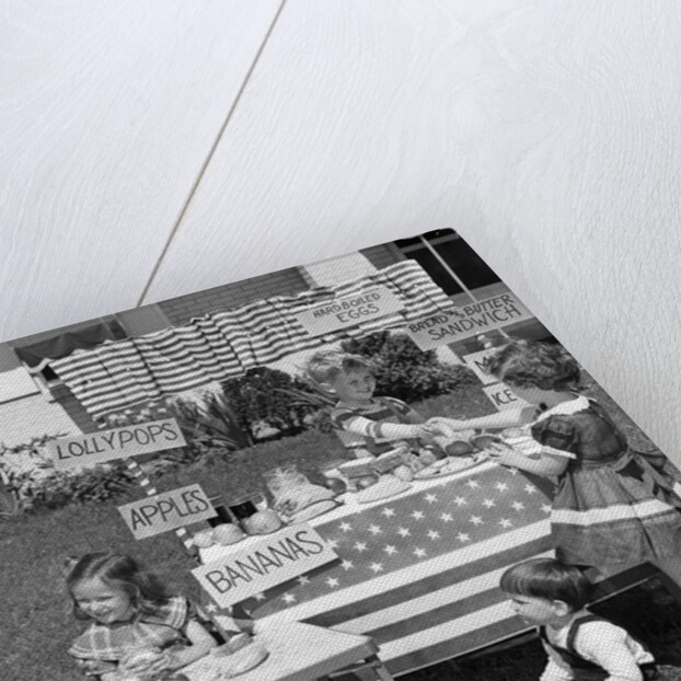 1950s kids in backyard playing store by Anonymous