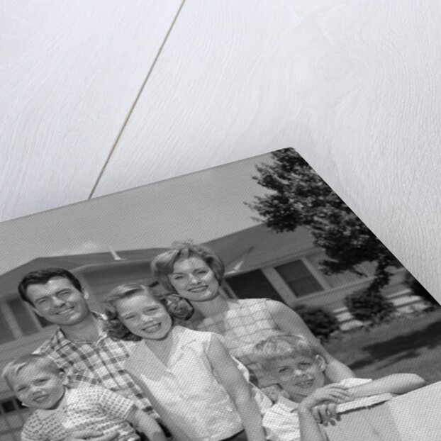 1960s family portrait in front of horse by Anonymous