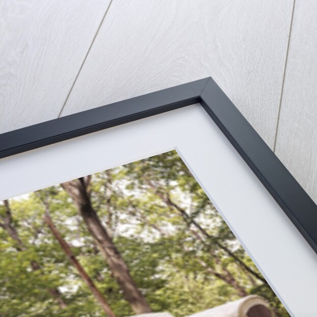 1970s family having picnic by camper by Anonymous