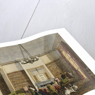 The Library at Thirlestaine House, Cheltenham attributed to Miss Georgiana or Miss Harriet Rushout-Bowles by Anonymous