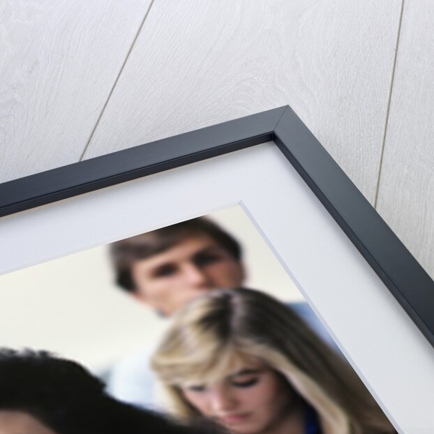 1980s college classroom students sitting at desks by Anonymous