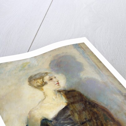 Portrait of Lady Abdy, three-quarter length, wearing a Fur Wrap by Ambrose McEvoy