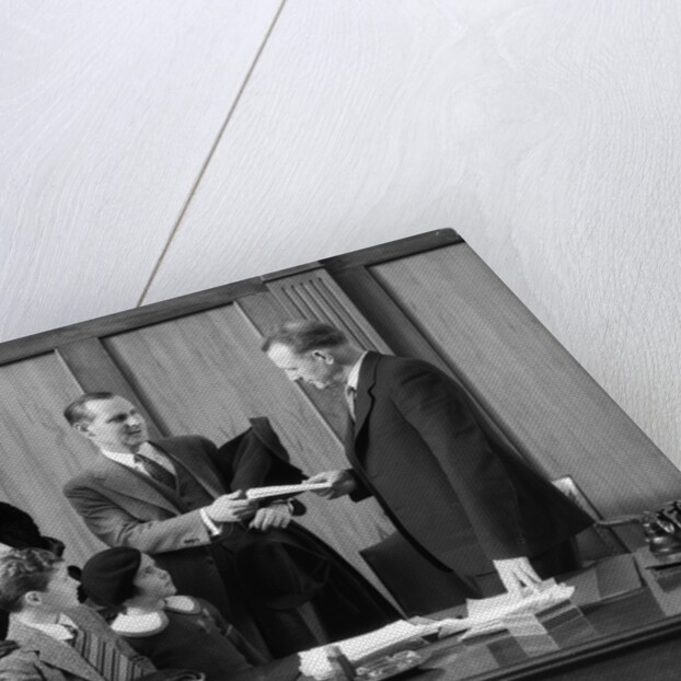 1930s family talking with an attorney or banker by Anonymous