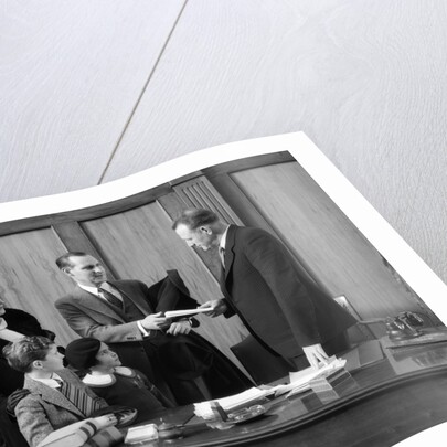 1930s family talking with an attorney or banker by Anonymous