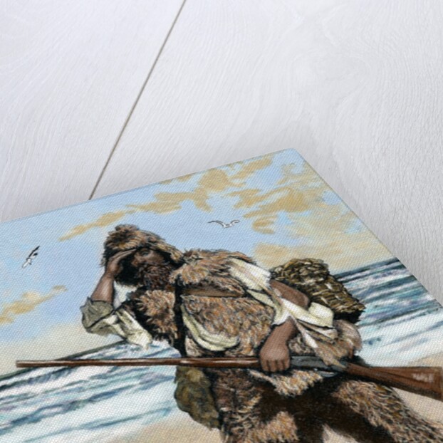 Robinson Crusoe surprised to find out the footprint of a bare foot by Anonymous