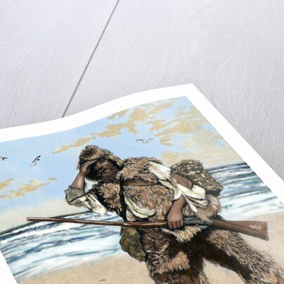 Robinson Crusoe surprised to find out the footprint of a bare foot by Anonymous