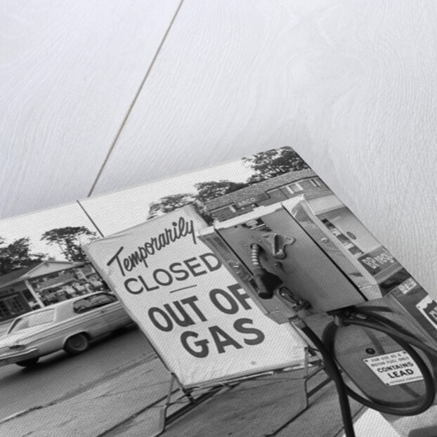 1970s gas pump with temporarily closed sign by Anonymous