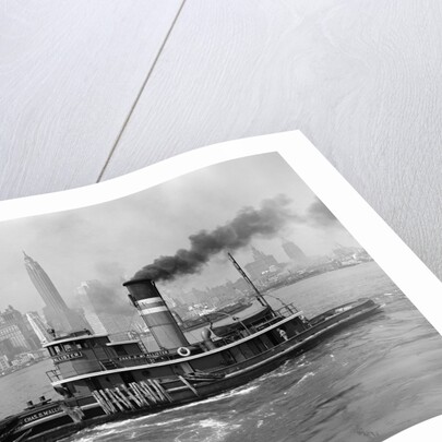 1940s tugboat on Hudson River in NYC by Anonymous