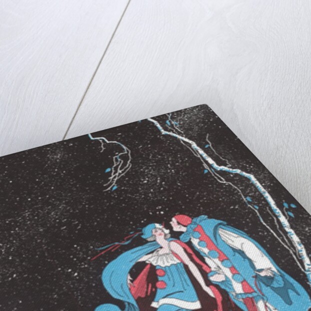 Carnival Clowns in Snow at Night by Anonymous