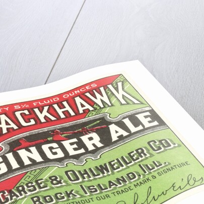 Blackhawk ginger ale label by Anonymous