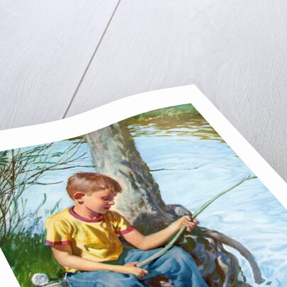 Young Boy at a Fishing Hole. by Anonymous