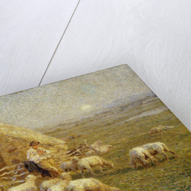 A Shepherd and his Sheep in a Meadow by Tom Griffiths