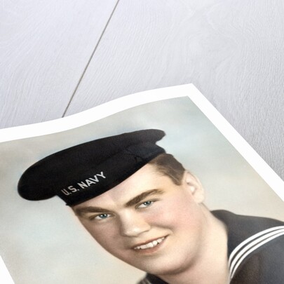 Young sailor's formal US Navy portrait, ca. 1942. by Anonymous
