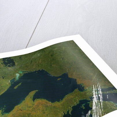 Satellite view of Lake Superior with fall colors by Anonymous