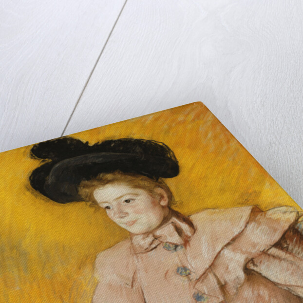 Woman in a Black Hat and a Raspberry Pink Costume by Mary Cassatt