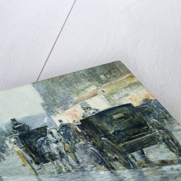 Horse Drawn Cabs at Evening, New York by Frederick Childe Hassam