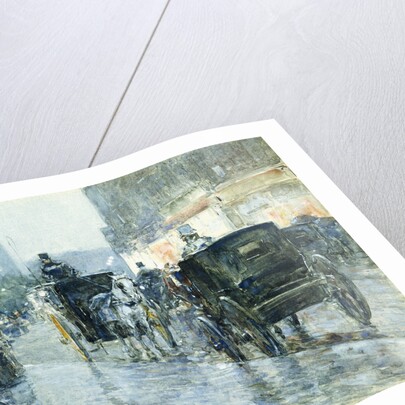 Horse Drawn Cabs at Evening, New York by Frederick Childe Hassam
