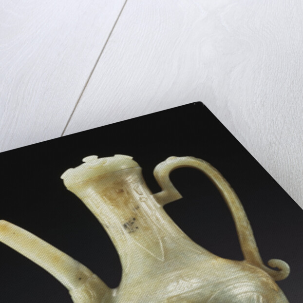 A late Ming celadon jade ewer and cover by Anonymous