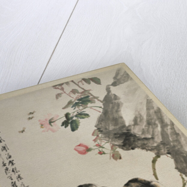 Cats on a Rock with Roses by Cheng Zhang