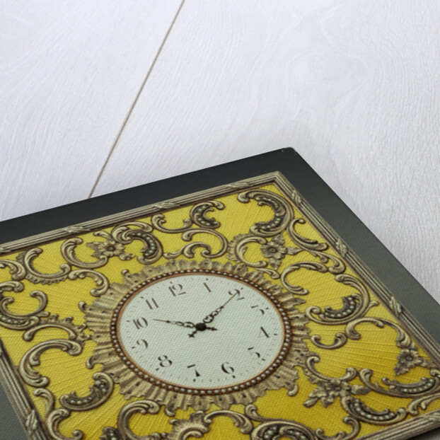 A Guilloche enamel silver-gilt table-clock, marked Faberge, workmaster Michael Perchin by Anonymous