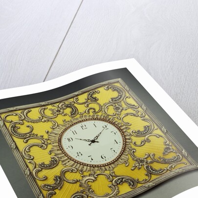 A Guilloche enamel silver-gilt table-clock, marked Faberge, workmaster Michael Perchin by Anonymous