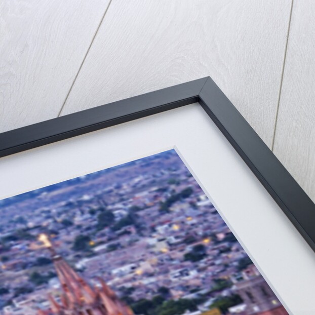 Evening City View from above City with Parroquia Archangel Church San Miguel de Allende by Anonymous