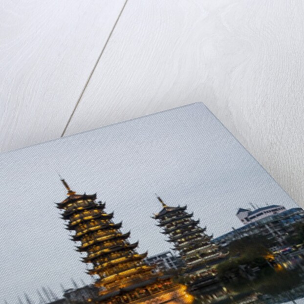 Sun and Moon Pagodas located on Banyan Lake, Guilin, China by Anonymous