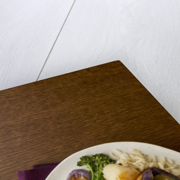 Eggplant, scallop and broccolini stir-fry by Anonymous