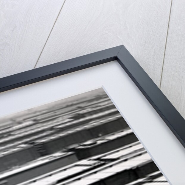 Railroad boxcars in rail yard, Chicago, Illinois, USA, ca. 1950 by Anonymous
