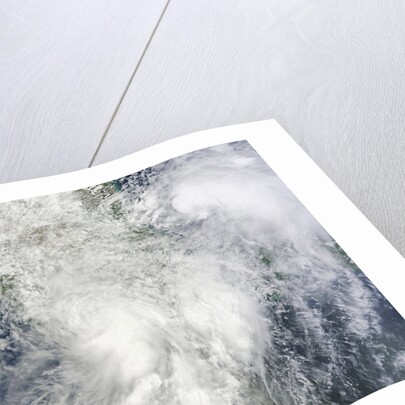 Satellite view of Hurrican Ingrid and Tropical Storm Manuel over Mexico by Anonymous
