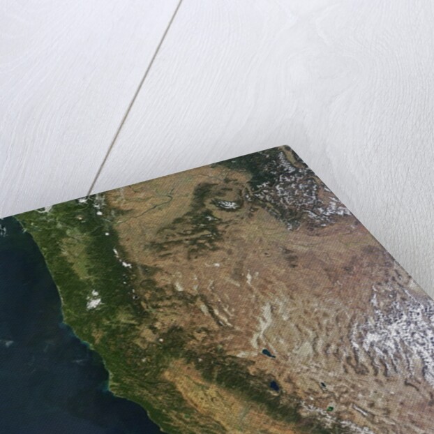 Satellite image of Oregon and California by Anonymous