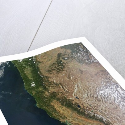 Satellite image of Oregon and California by Anonymous