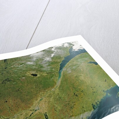 Satellite image of eastern Canada with fall colors by Anonymous