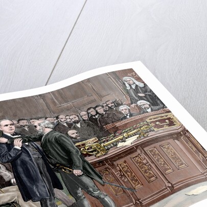 Arrest of deputy atheist Brandlaugh for refusing to leave the Chamber of Commons. London. England. by Anonymous
