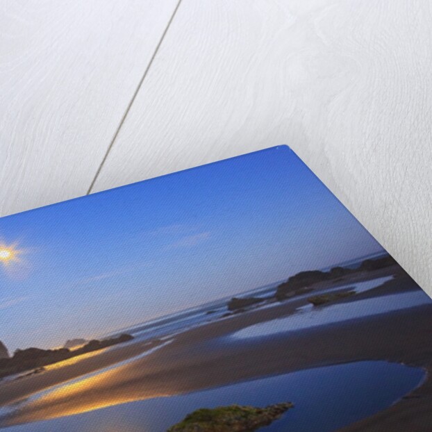 Moon set over Neadles, Canon Beach, Oregon Coast, Pacific Northwest by Anonymous