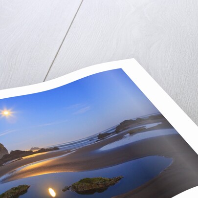Moon set over Neadles, Canon Beach, Oregon Coast, Pacific Northwest by Anonymous