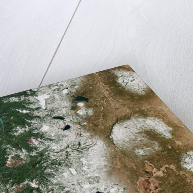 Satellite view of Crater Lake and the Cascade Mountains of Oregon by Anonymous