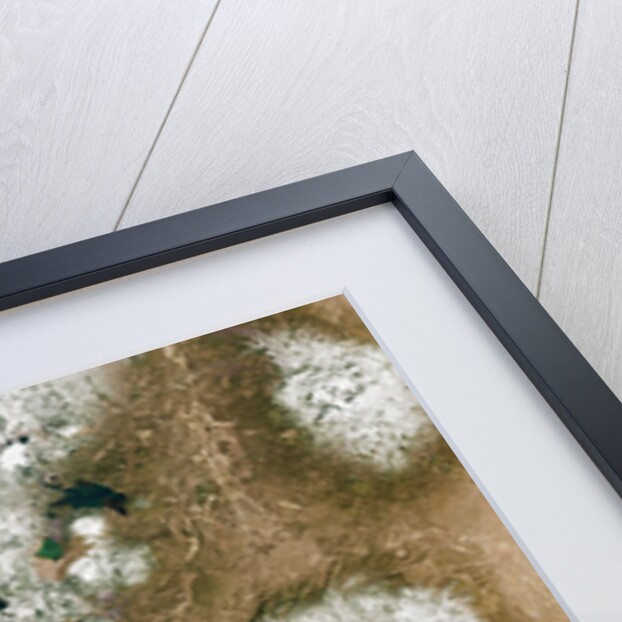 Satellite view of Crater Lake and the Cascade Mountains of Oregon by Anonymous