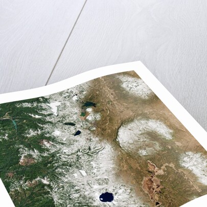 Satellite view of Crater Lake and the Cascade Mountains of Oregon by Anonymous