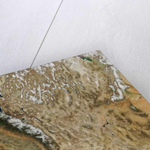 Satellite view of California and Nevada showing early season snow in the Sierra Nevada Mountains by Anonymous