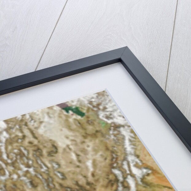 Satellite view of California and Nevada showing early season snow in the Sierra Nevada Mountains by Anonymous